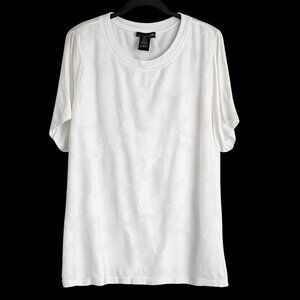 RXB White Textured Short Sleeve Blouse Women's XL and XXL Casual Minimalist Top
